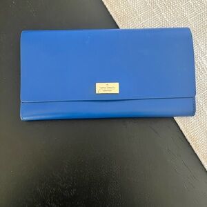 Kate Spade Blue Clutch with Gold Detail